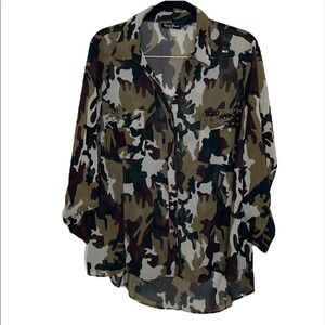 Speed Limit Army Long Sleeve Plus Size Button Down Shirt Size 18/20